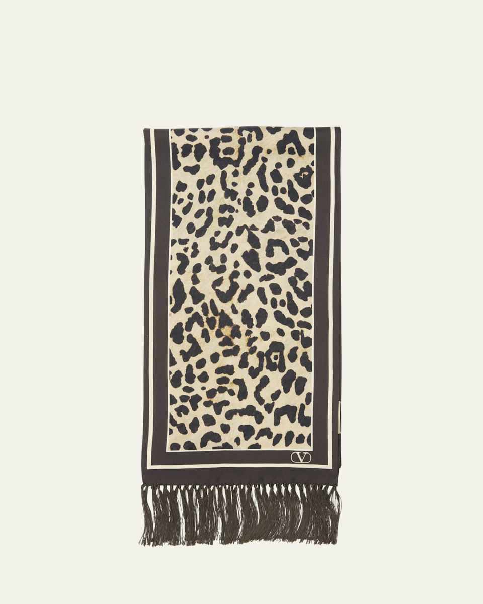 Animal Twill Fringe Scarf